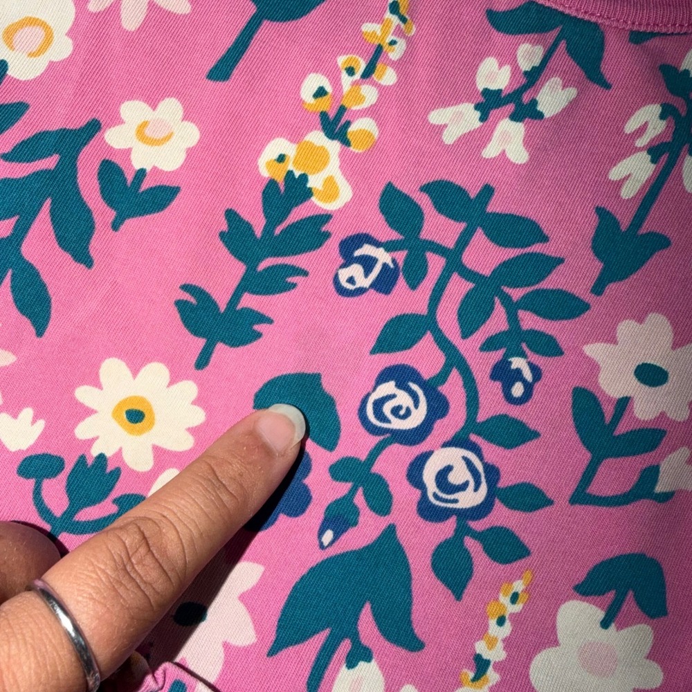 Hanna Andersson Girls Pink Floral Tiered Long Sleeve Cotton Dress Size 4 / 100 - Picture 8 of 8